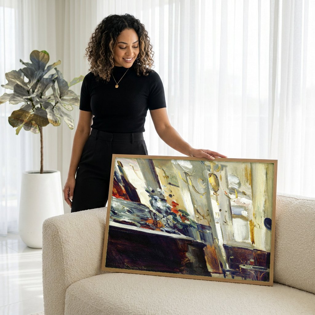Quadro Decorativo A Camareira - Edouard Manet com modelo em ambiente