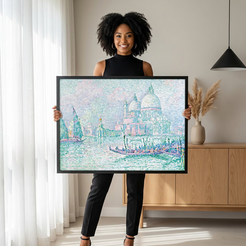 Quadro Decorativo A Basílica de Santa Maria della Salute - Signac com modelo em ambiente