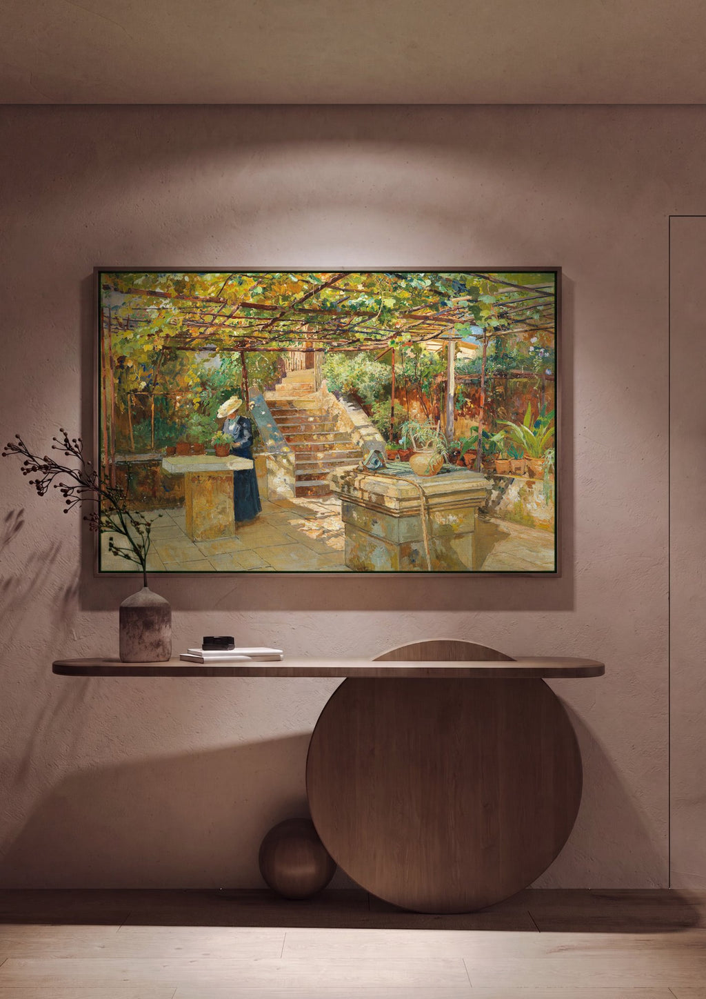 Quadro Decorativo Jardins com Pérgola - Marie Egner em ambiente decorado
