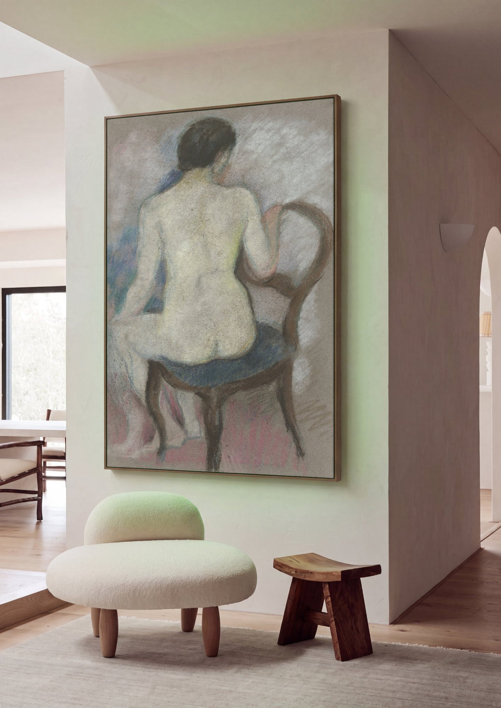 Quadro Decorativo Nude Sentado - August Macke em ambiente decorado