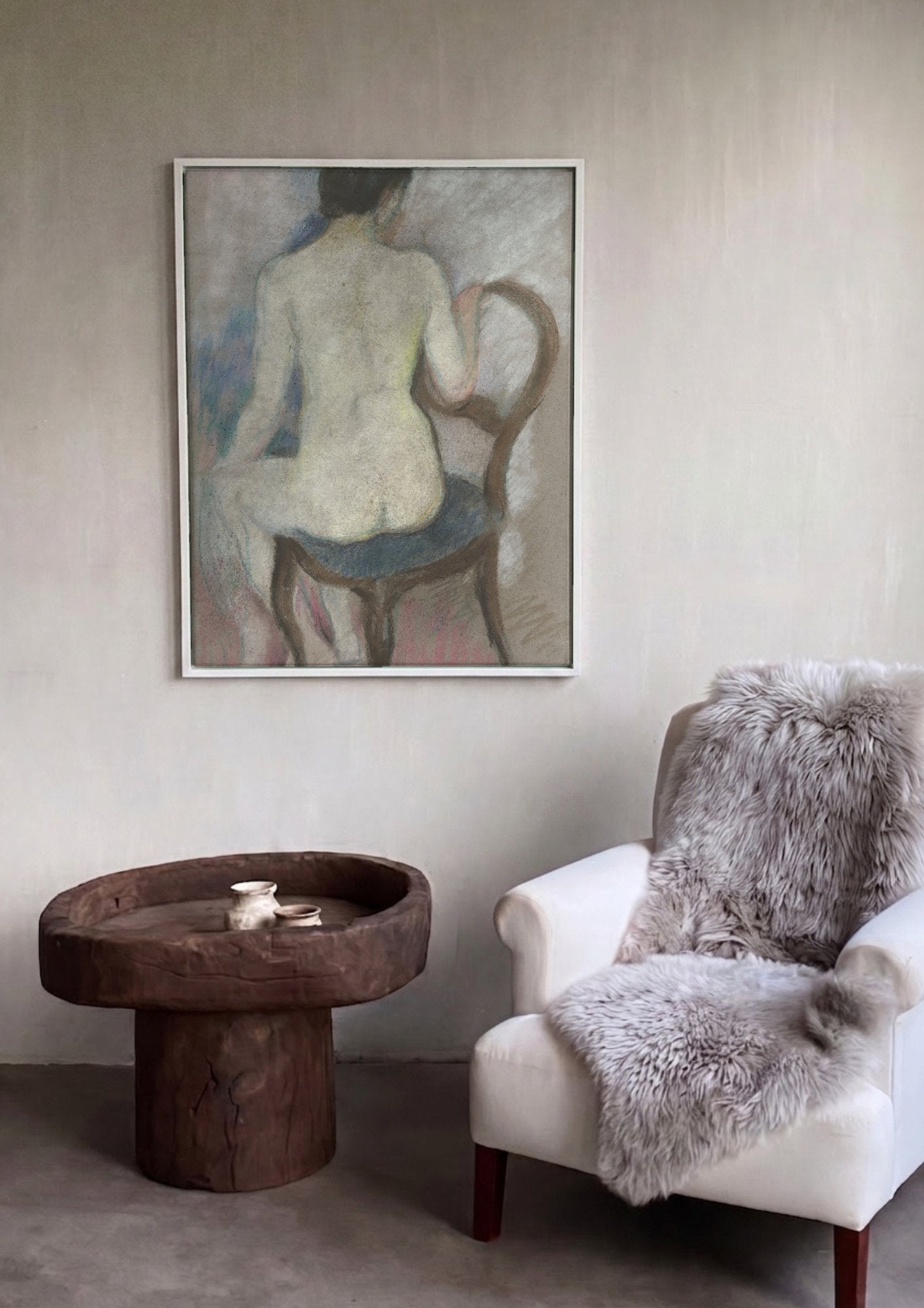Quadro Decorativo Nude Sentado - August Macke em ambiente decorado