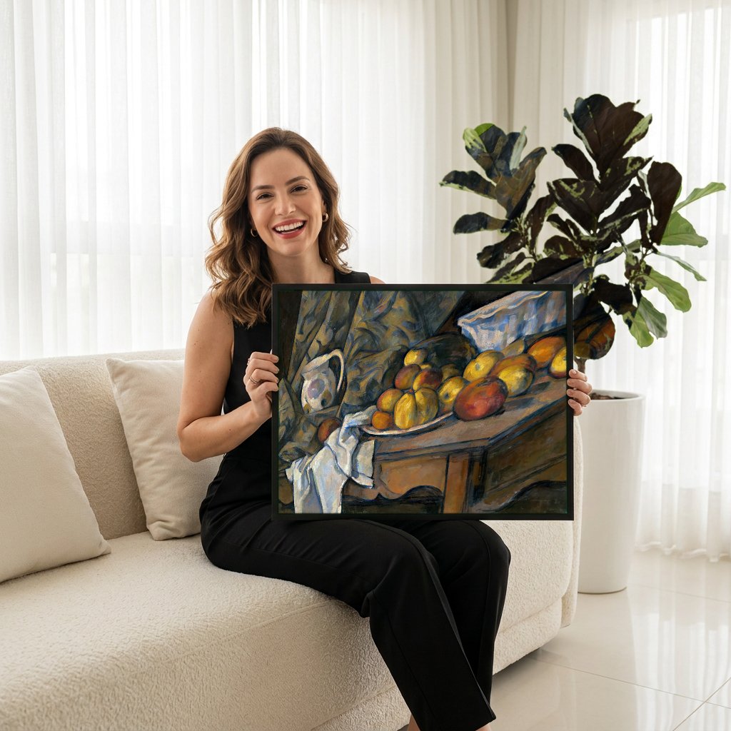 Quadro Decorativo Natureza-morta com Maçãs e Pêras - Cézanne com modelo em ambiente