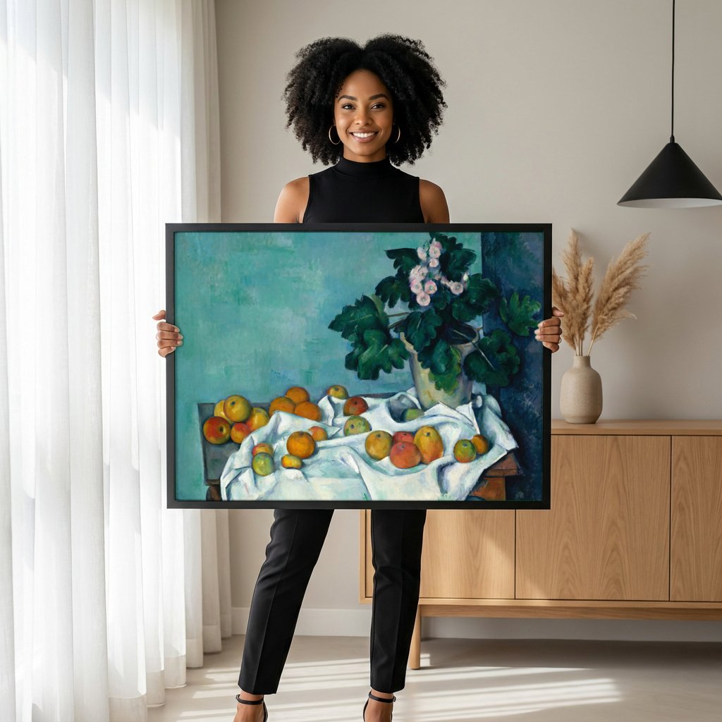 Quadro Decorativo Natureza-Morta com Maçãs - Cézanne com modelo em ambiente