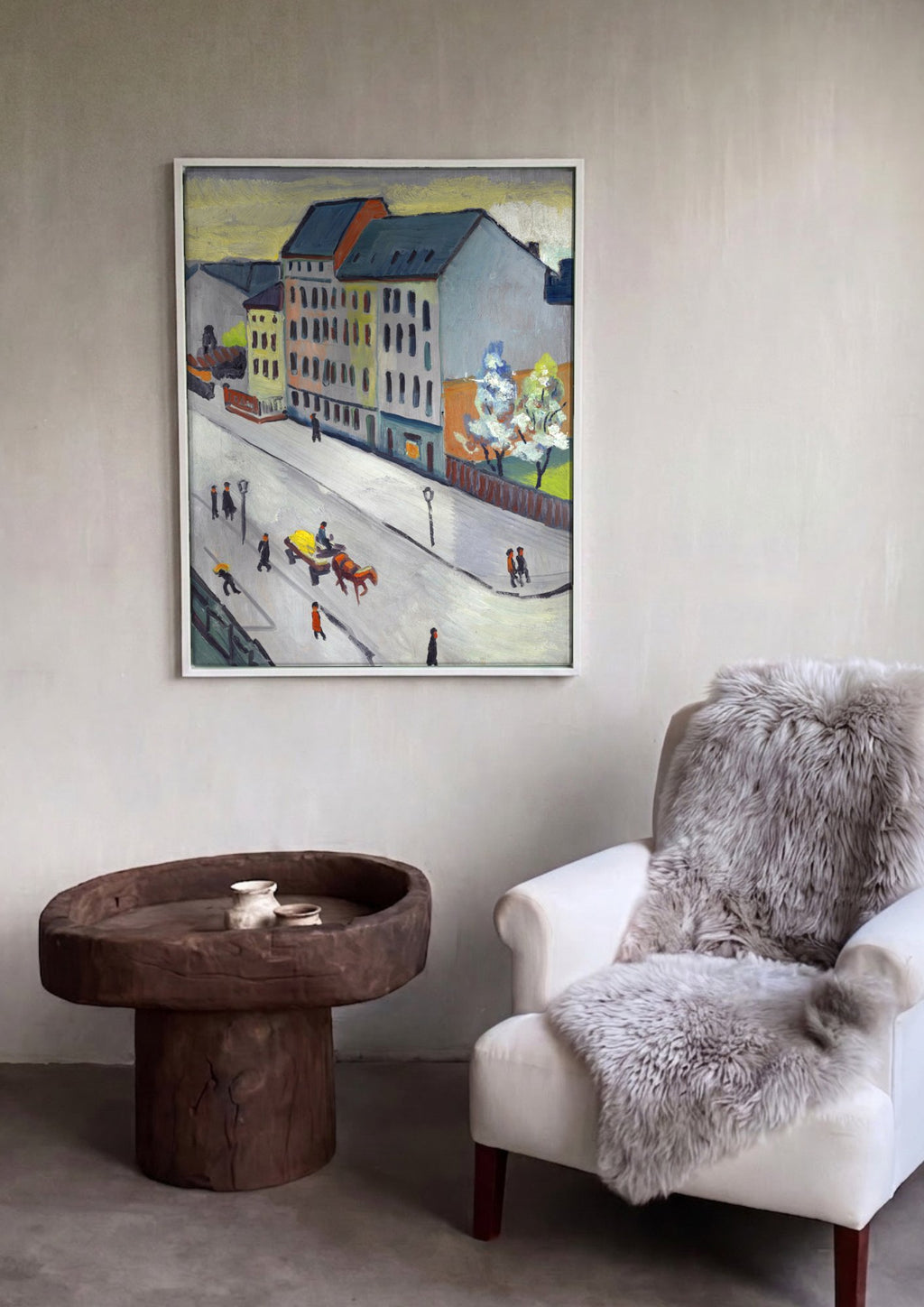 Quadro Decorativo Cena Urbana - August Macke em ambiente decorado