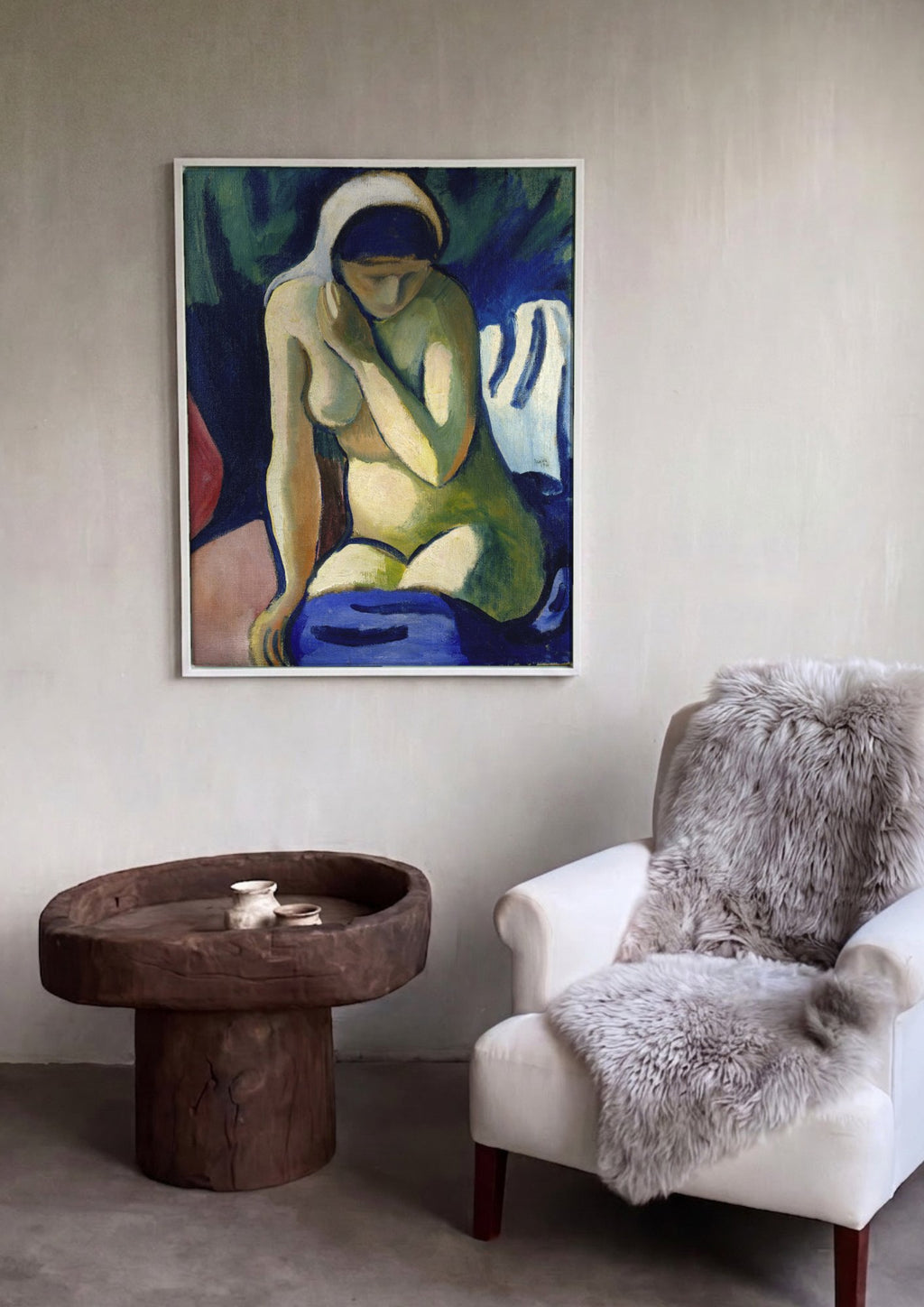 Quadro Decorativo Nu Feminino - August Macke em ambiente decorado