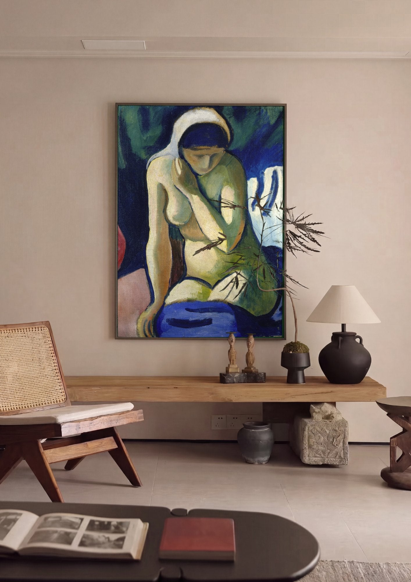 Quadro Decorativo Nu Feminino - August Macke em ambiente decorado
