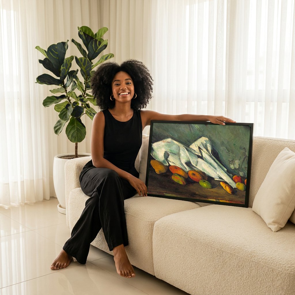 Quadro Decorativo Natureza-Morta com Maçãs e Pêras - Cézanne com modelo em ambiente