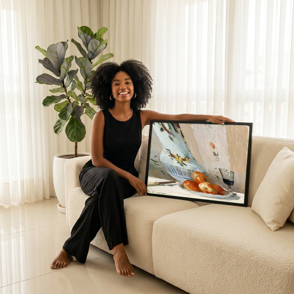 Quadro Decorativo Natureza-Morta com Maçãs - Pissarro com modelo em ambiente