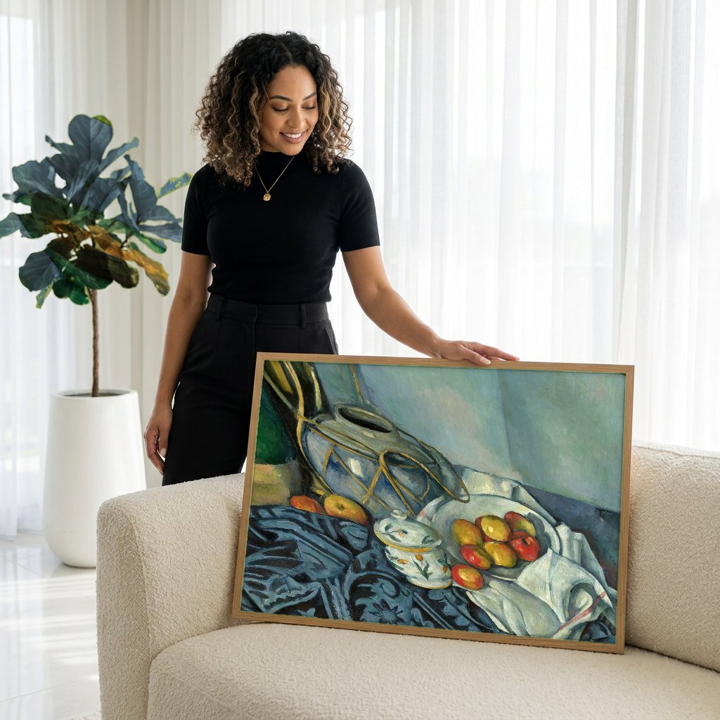 Quadro Decorativo Natureza-Morta com Maçãs - Cézanne com modelo em ambiente