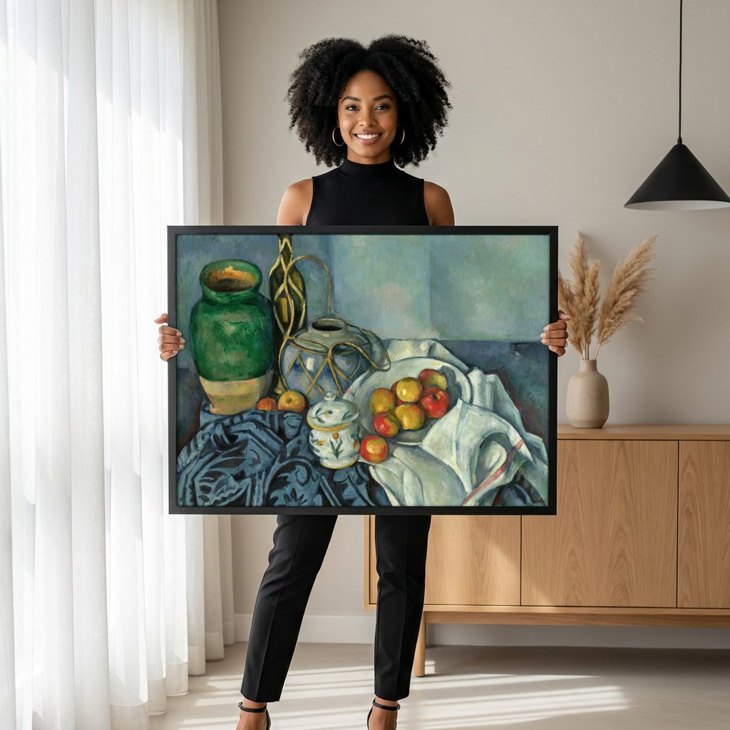 Quadro Decorativo Natureza-Morta com Maçãs - Cézanne com modelo em ambiente