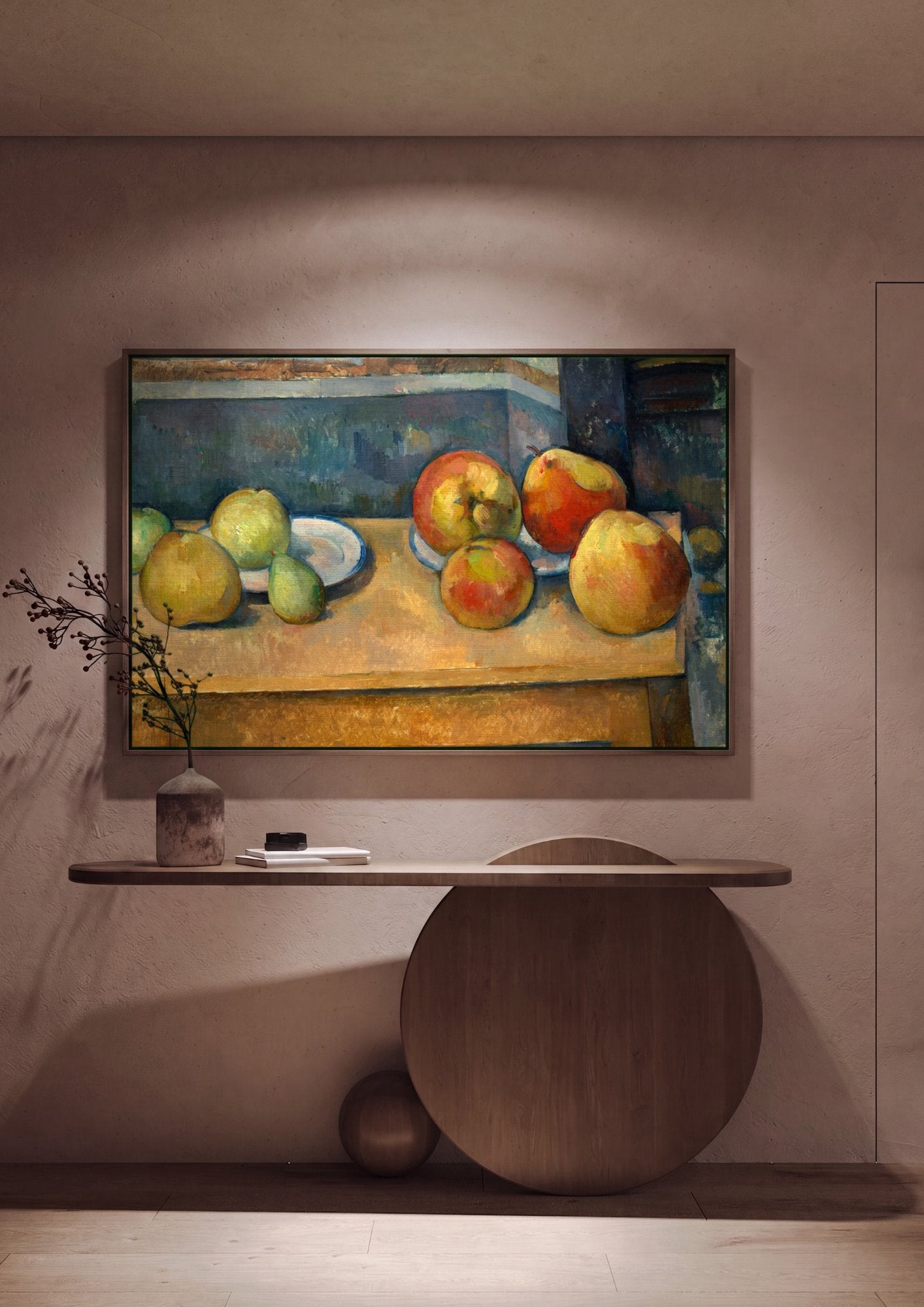 Quadro Decorativo Natureza-Morta com Maçãs e Peras - Paul Cézanne em ambiente decorado