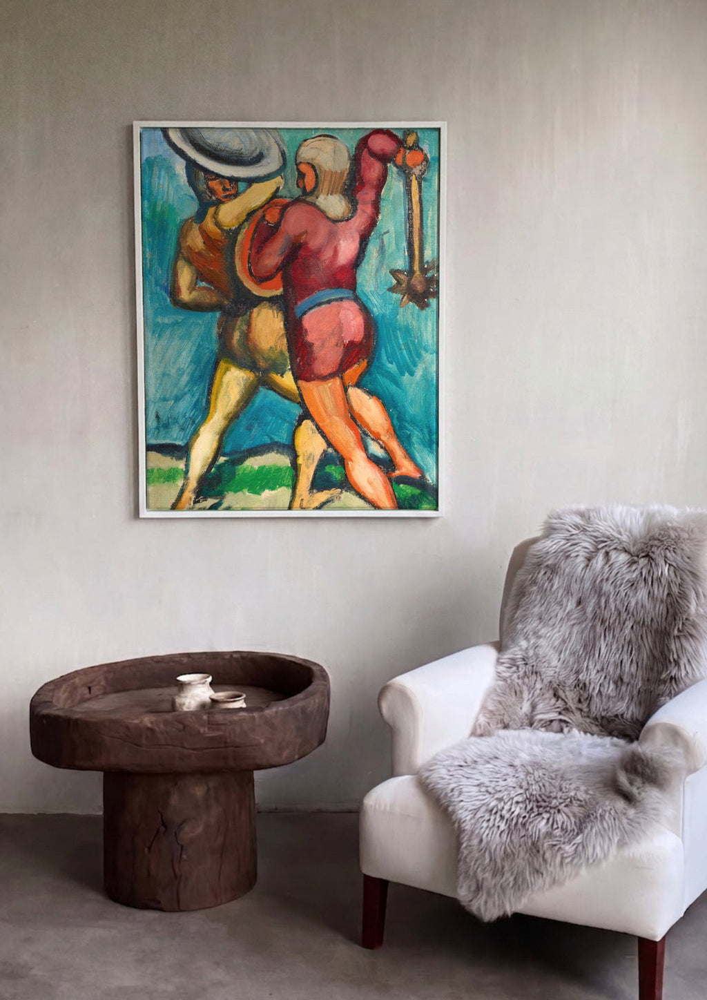 Quadro Decorativo Gladiadores - August Macke em ambiente decorado