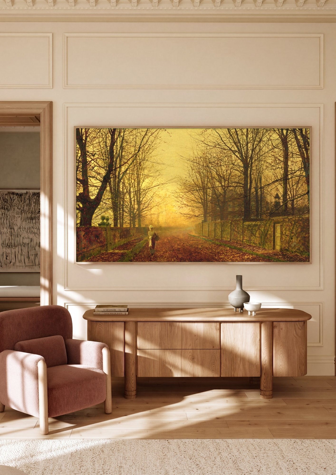 Quadro Decorativo A Mistress and Her Maid - John Atkinson Grimshaw em ambiente decorado
