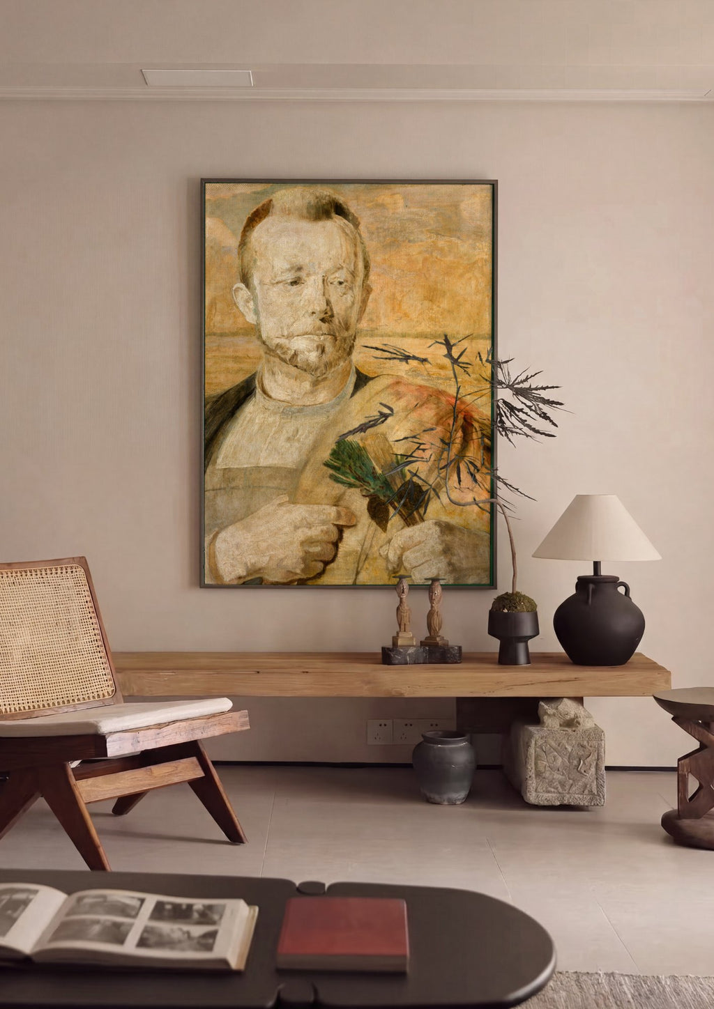 Quadro Decorativo Autorretrato - Jacek Malczewski em ambiente decorado