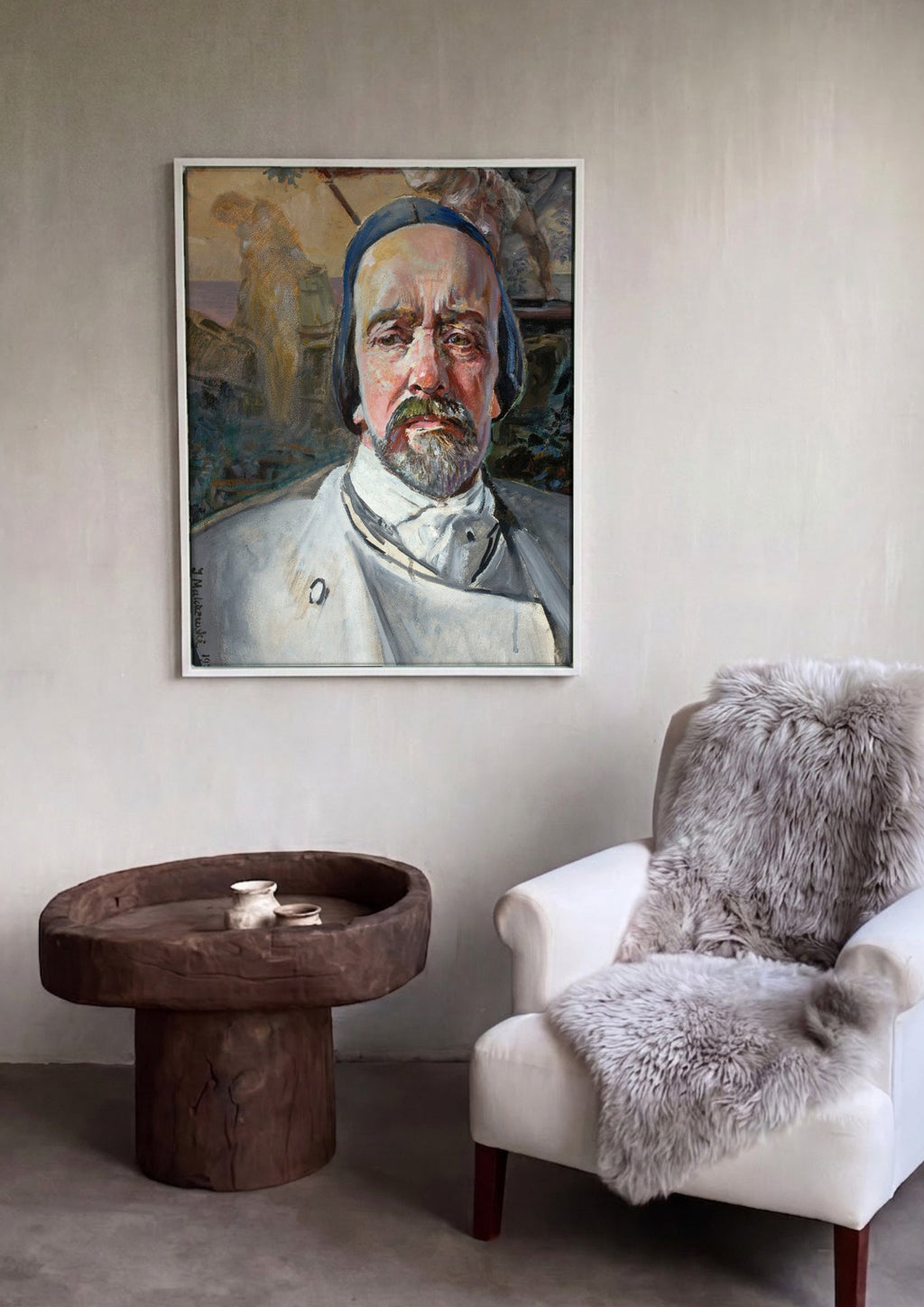 Quadro Decorativo Autorretrato - Jacek Malczewski em ambiente decorado