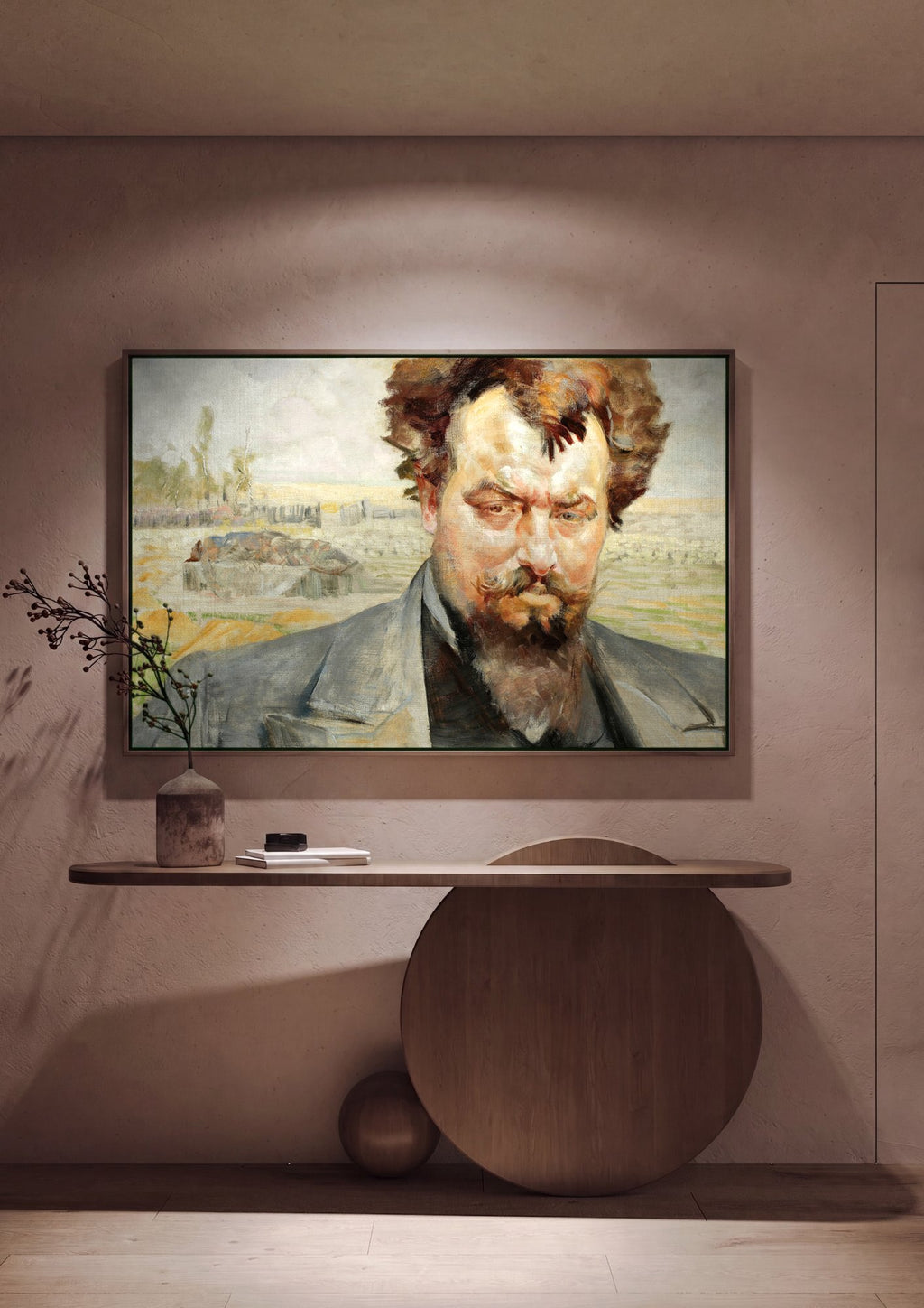 Quadro Decorativo Autorretrato - Jacek Malczewski em ambiente decorado