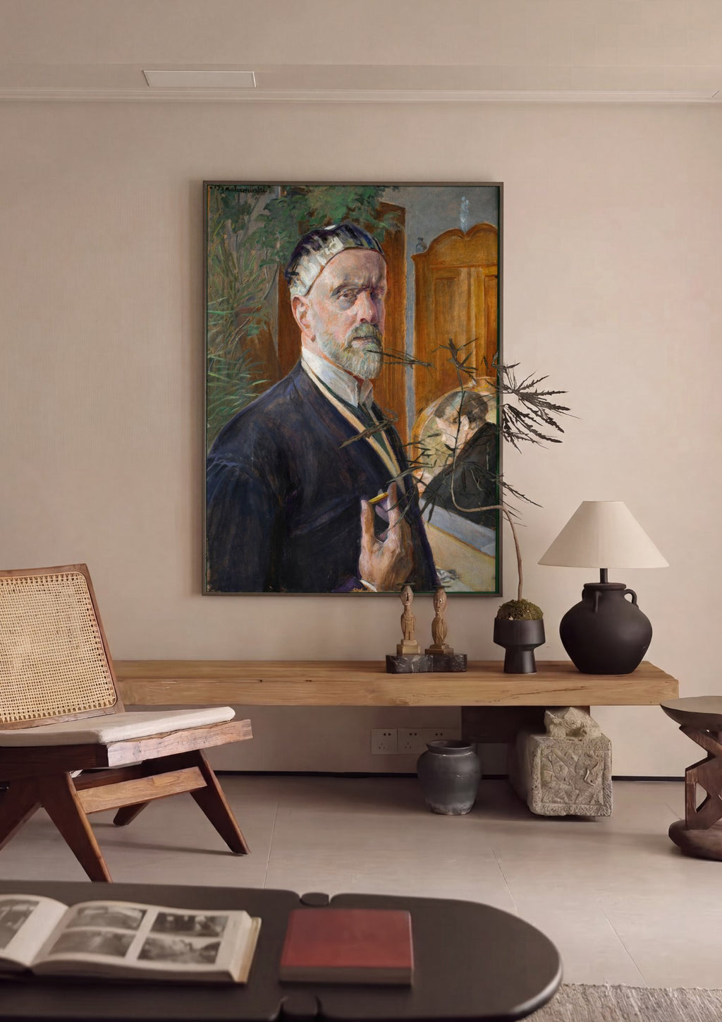 Quadro Decorativo Autorretrato - Jacek Malczewski em ambiente decorado