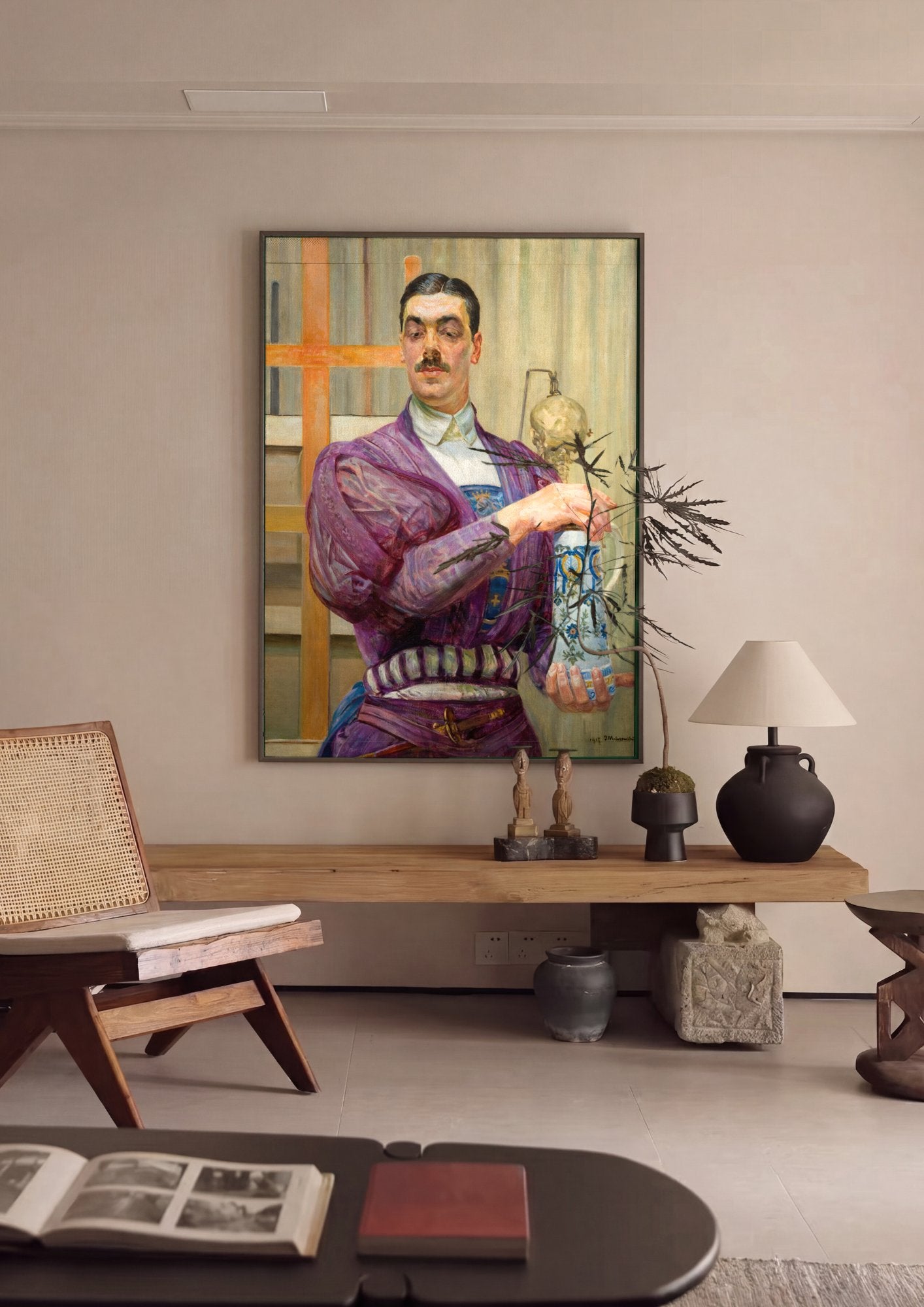 Quadro Decorativo Autorretrato - Jacek Malczewski em ambiente decorado