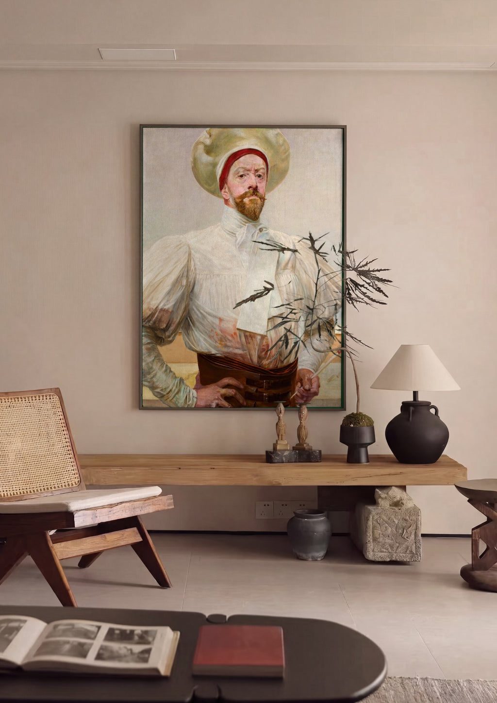 Quadro Decorativo Autorretrato - Jacek Malczewski em ambiente decorado