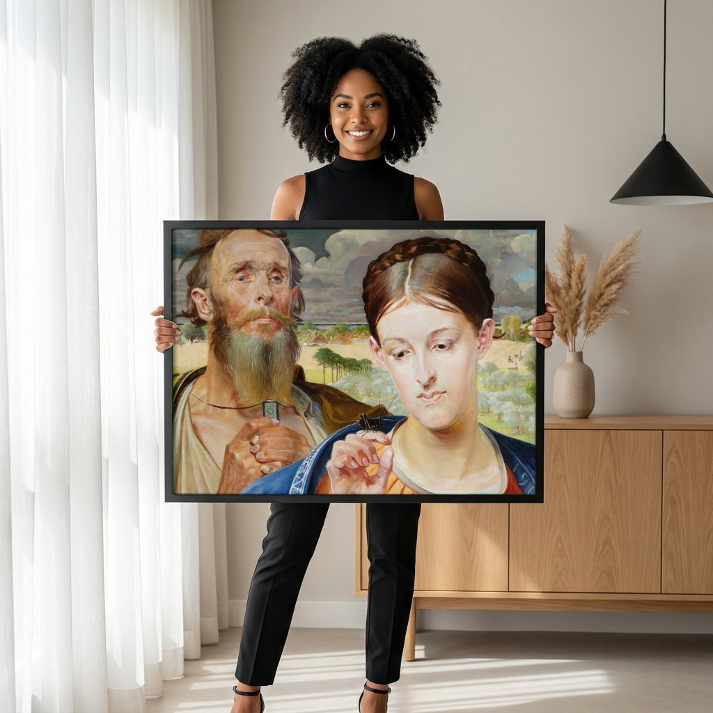 Quadro Decorativo 'A Formiga' de Jacek Malczewski com modelo em ambiente