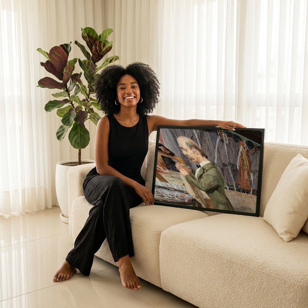 Quadro Decorativo A Preparação - Jacek Malczewski com modelo em ambiente