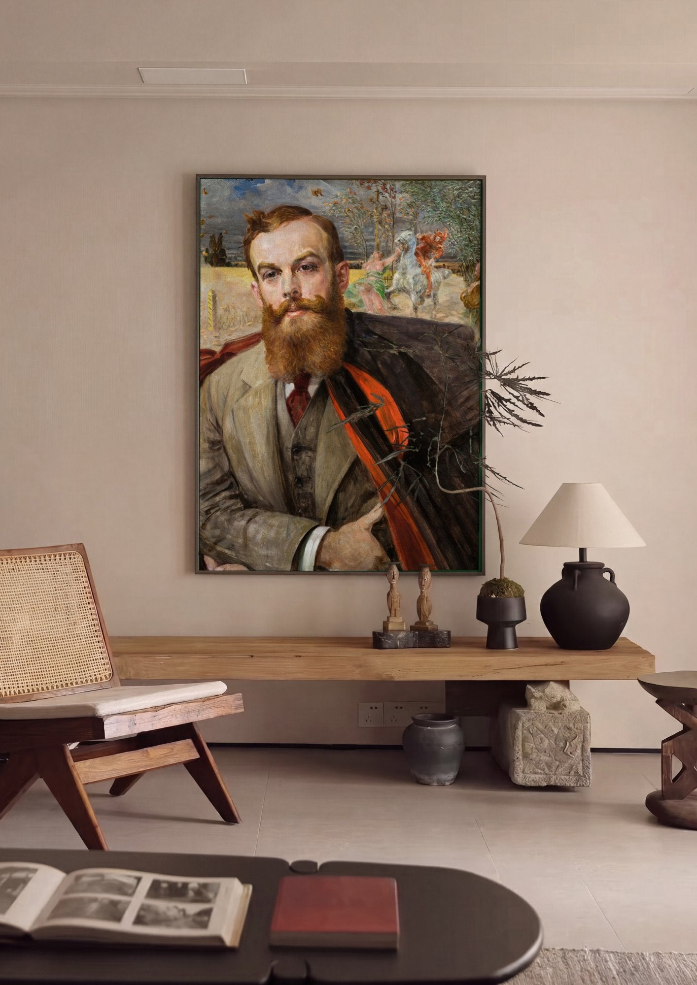Quadro Decorativo Autorretrato - Jacek Malczewski em ambiente decorado