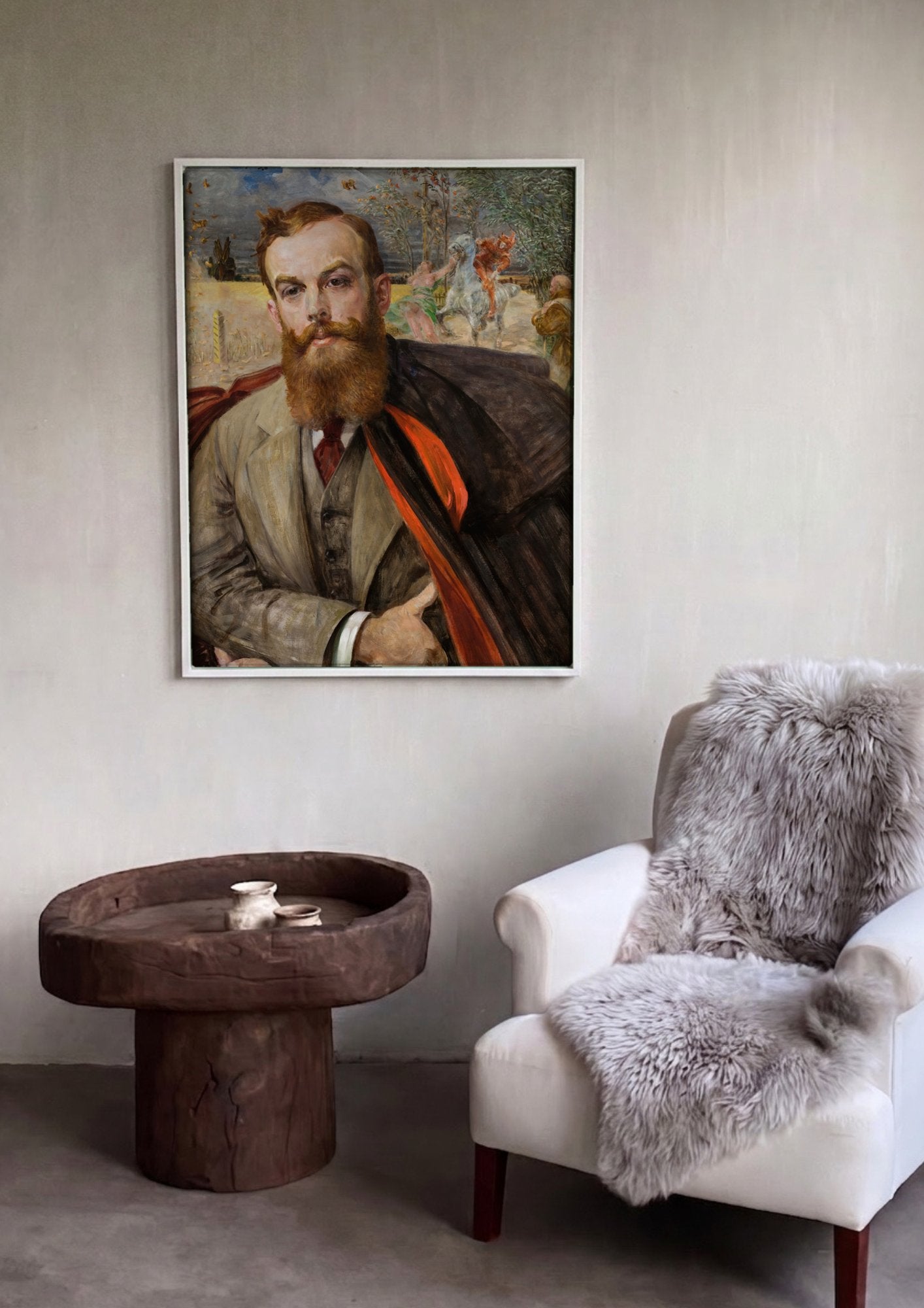 Quadro Decorativo Autorretrato - Jacek Malczewski em ambiente decorado