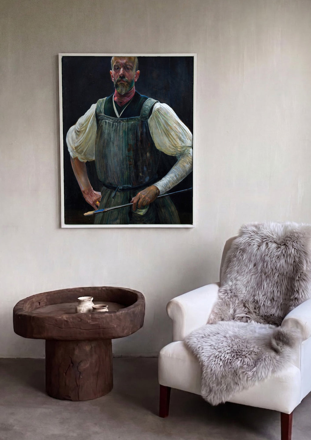 Quadro Decorativo Autorretrato - Jacek Malczewski em ambiente decorado
