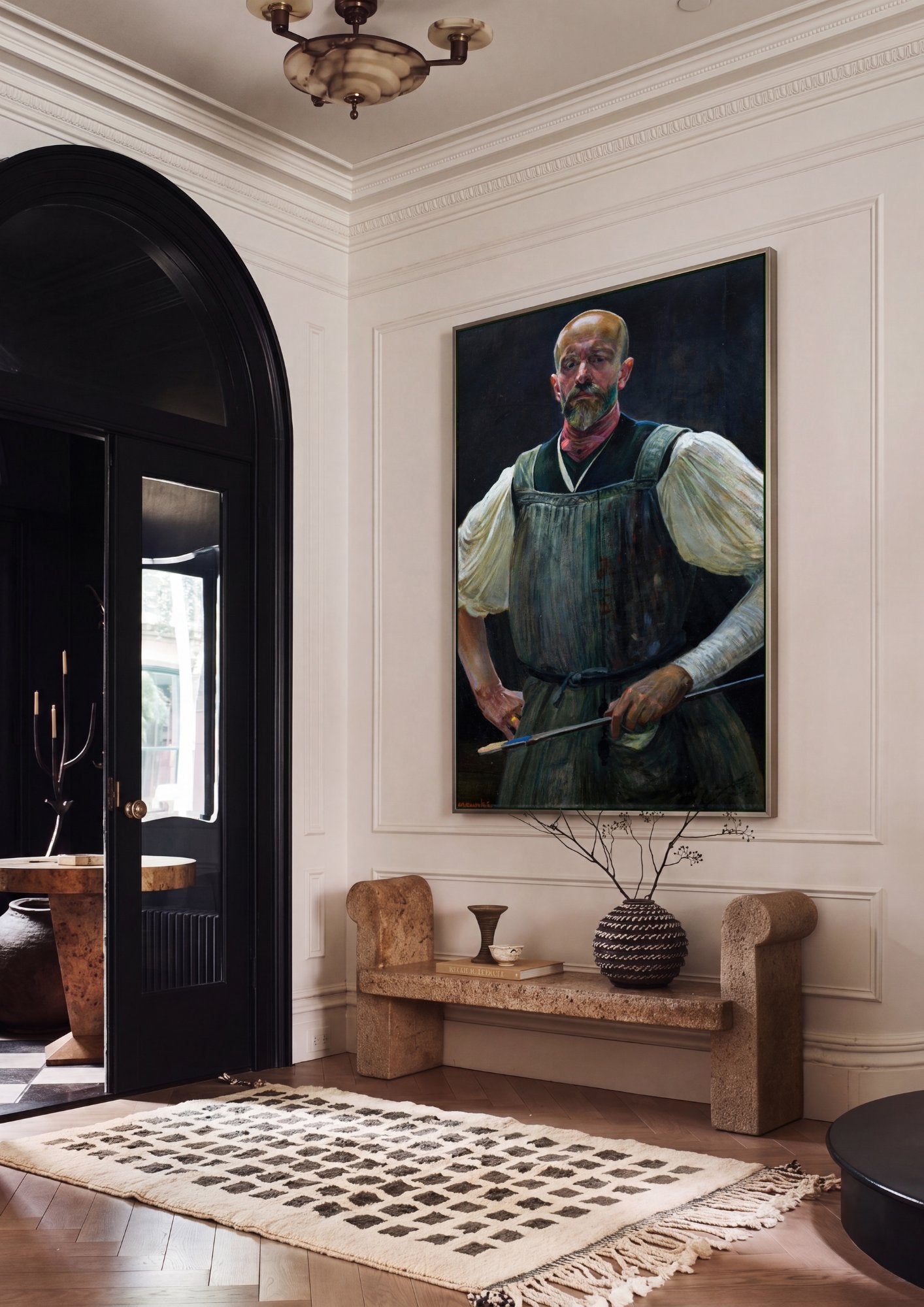 Quadro Decorativo Autorretrato - Jacek Malczewski em ambiente decorado
