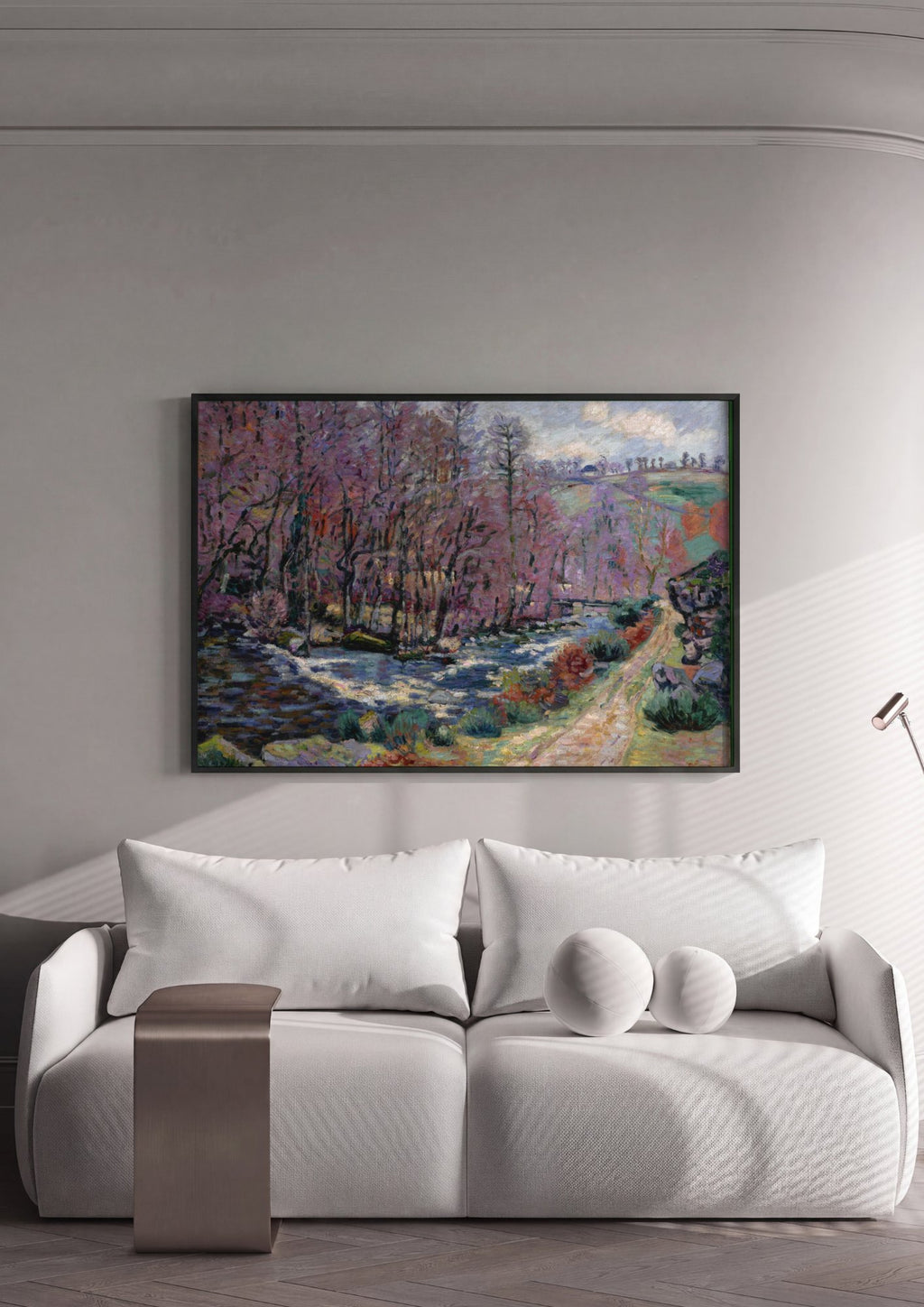 Quadro Decorativo Paisagem com Rio - Armand Guillaumin em ambiente decorado
