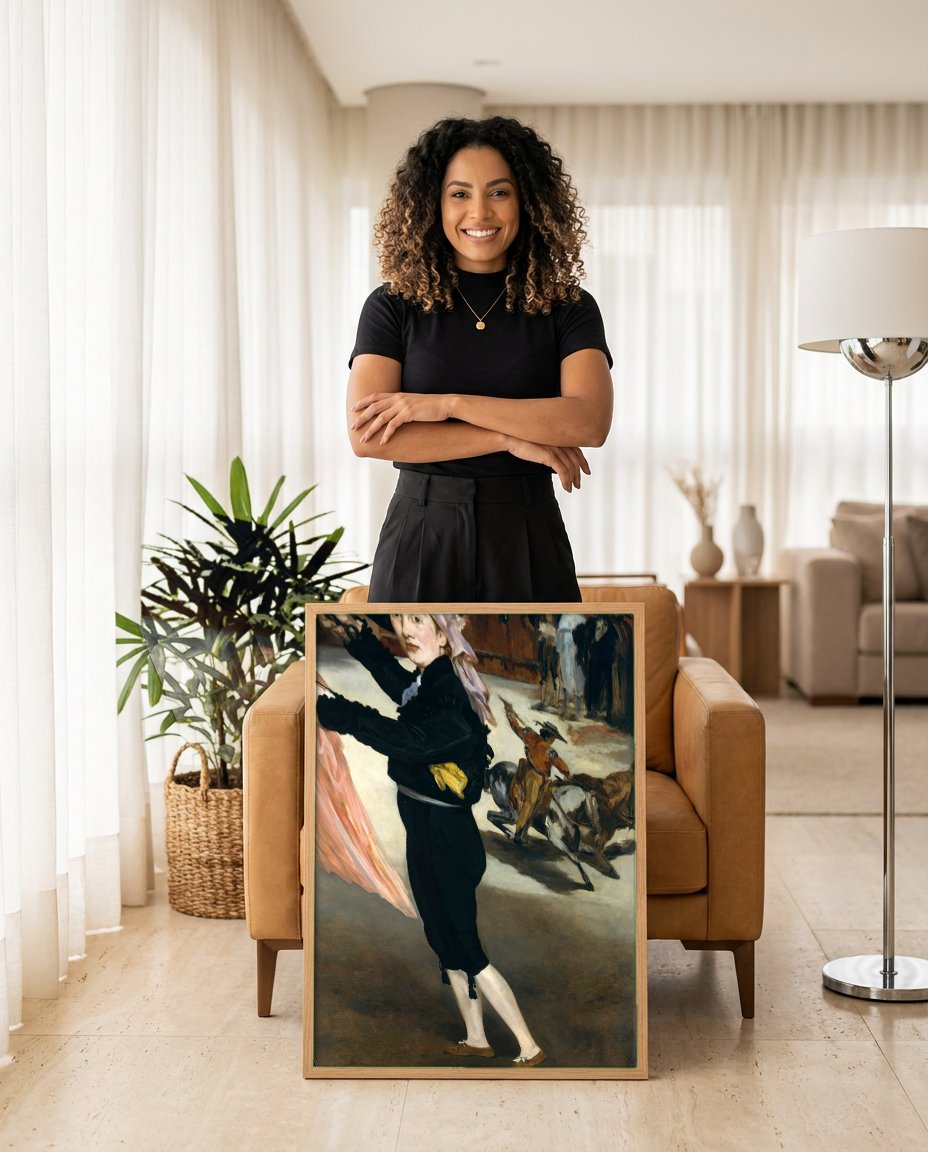 Quadro Decorativo A Toureira - Edouard Manet com modelo em ambiente