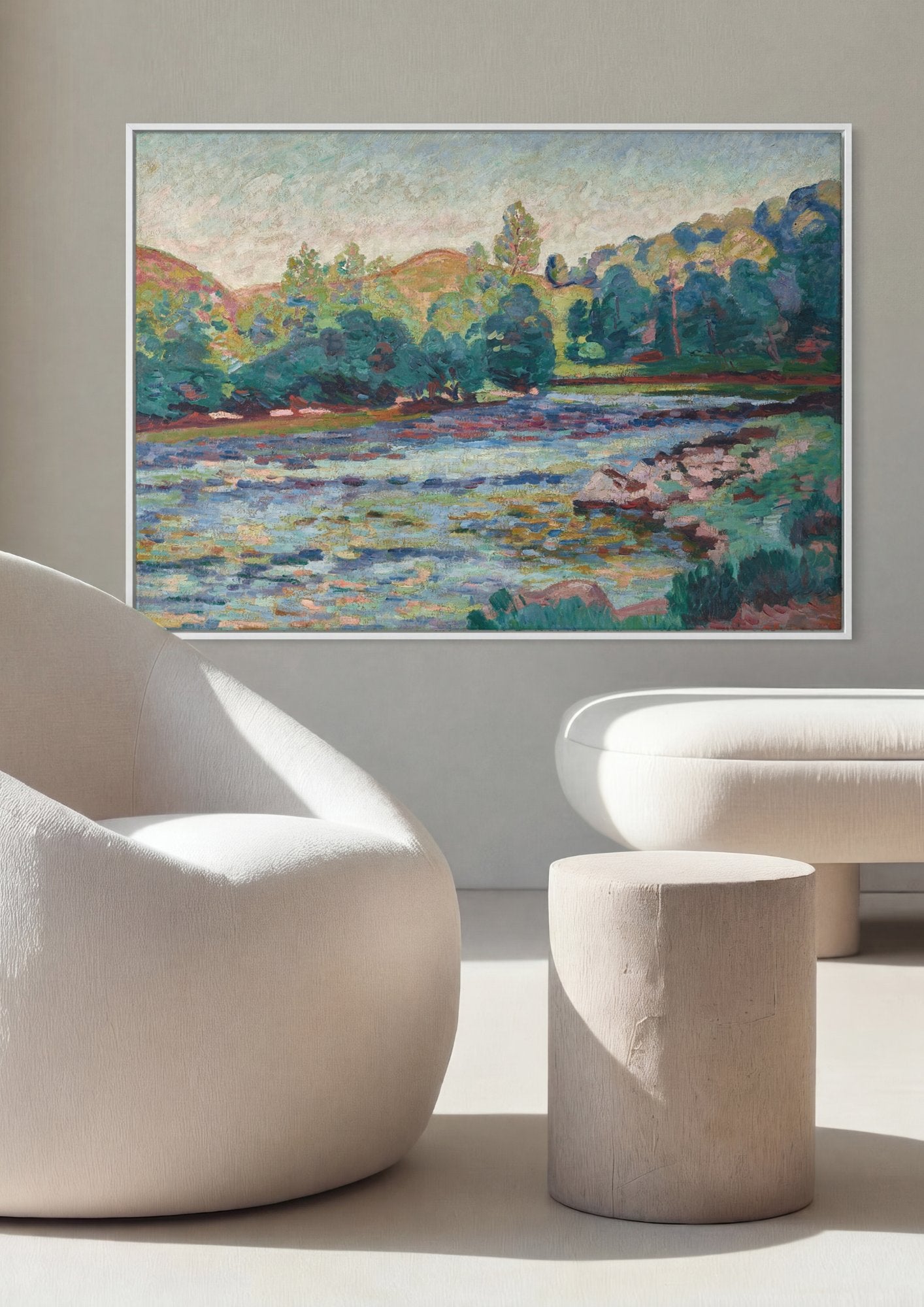 Quadro Decorativo Paisagem com Rio - Armand Guillaumin em ambiente decorado