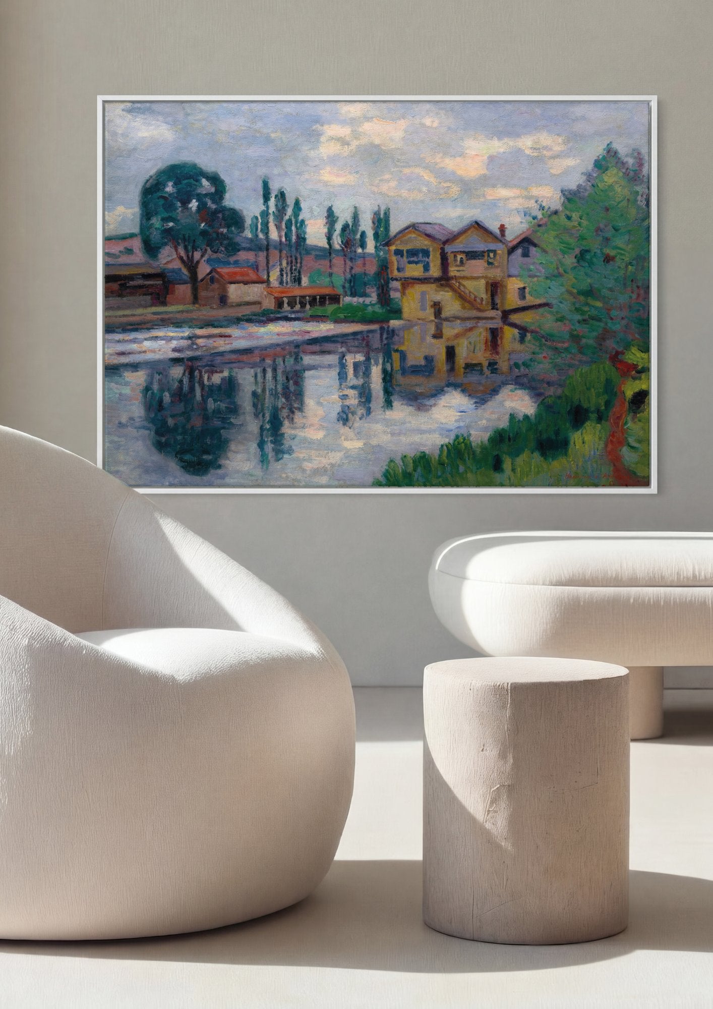 Quadro Decorativo Paisagem Fluvial - Armand Guillaumin em ambiente decorado