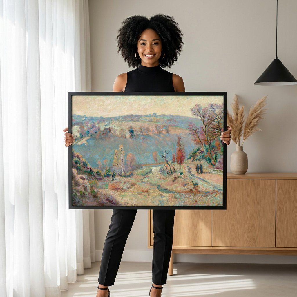 Quadro Decorativo Paisagem Outonal - Armand Guillaumin com modelo em ambiente