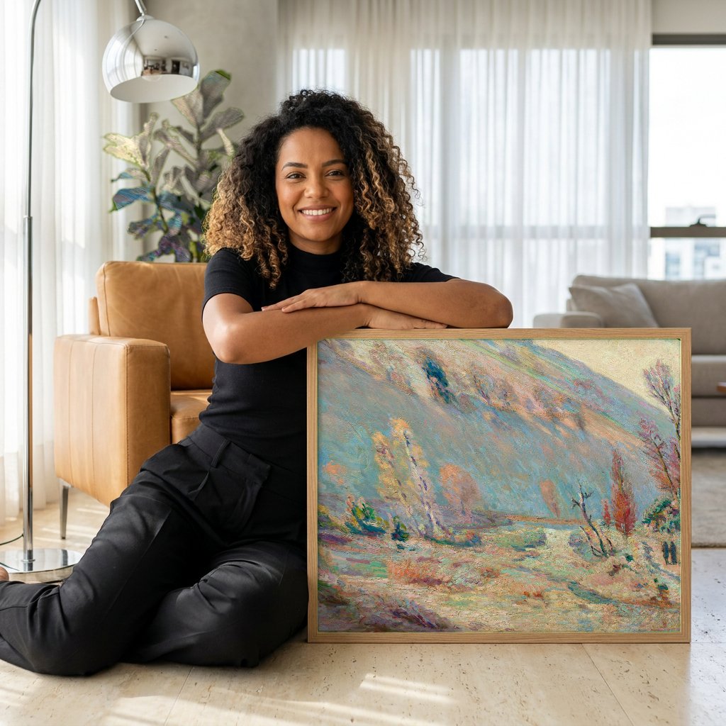 Quadro Decorativo Paisagem Outonal - Armand Guillaumin com modelo em ambiente