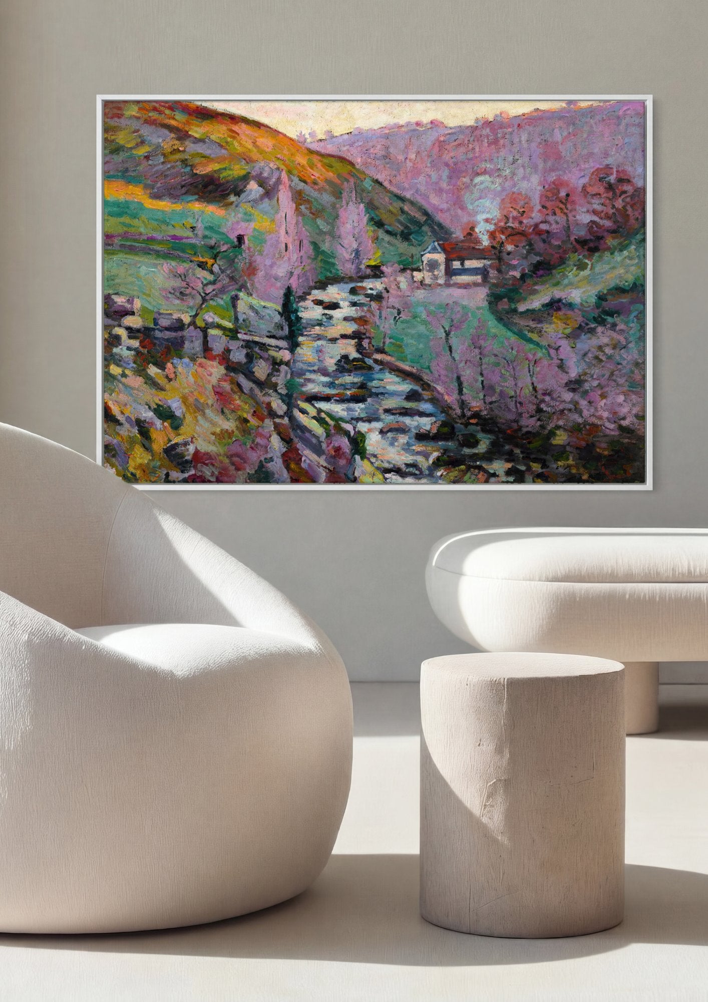 Quadro Decorativo Paisagem com Rio - Armand Guillaumin em ambiente decorado