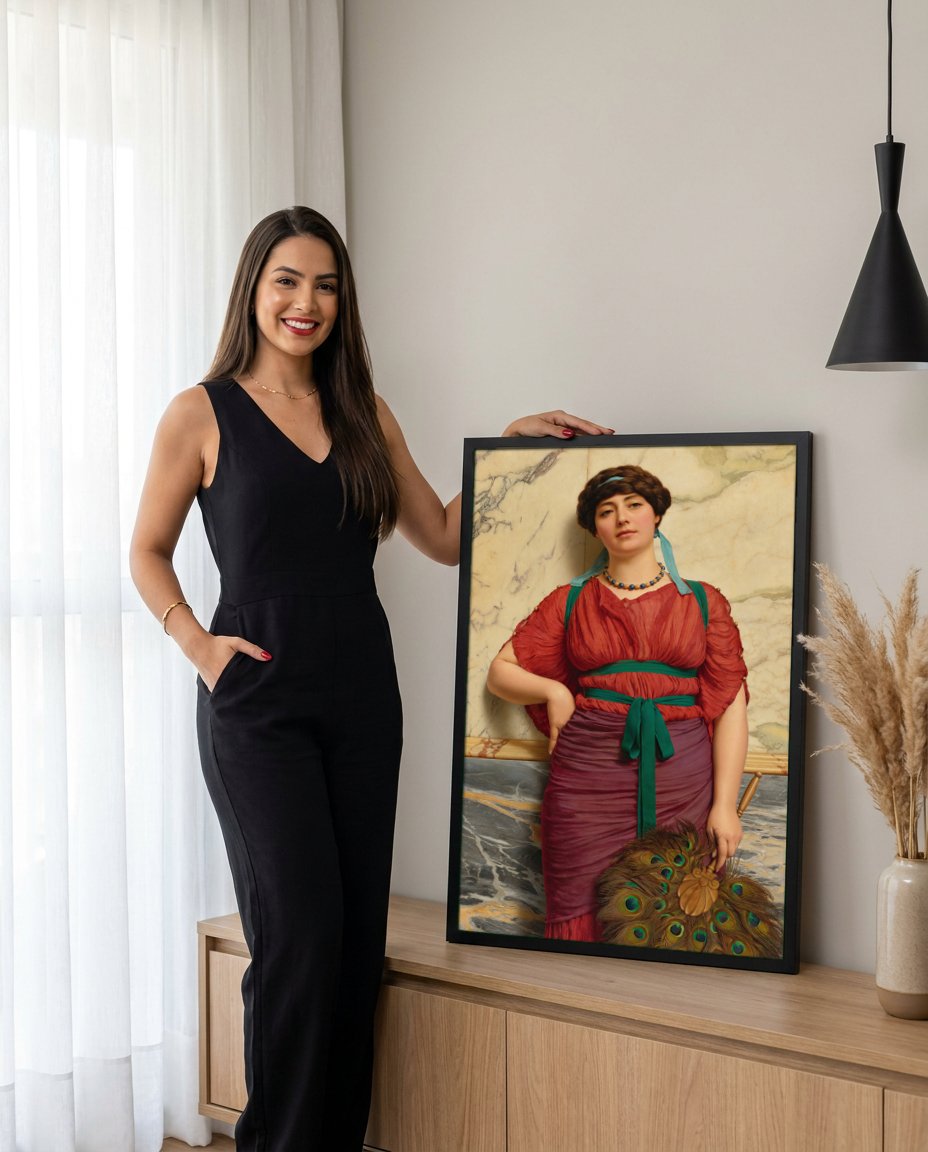 Quadro Decorativo A Jovem Patrícia Romana - Godward com modelo em ambiente