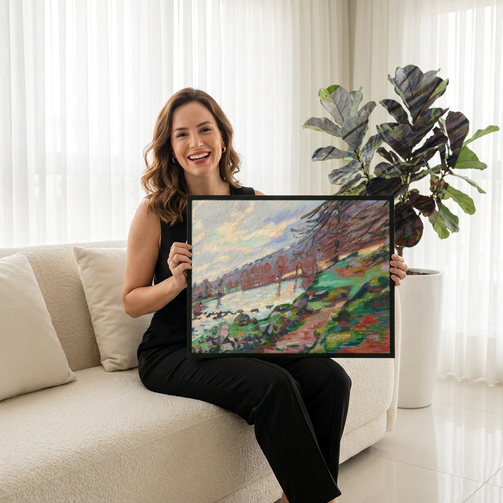 Quadro Decorativo Paisagem Outonal - Armand Guillaumin com modelo em ambiente