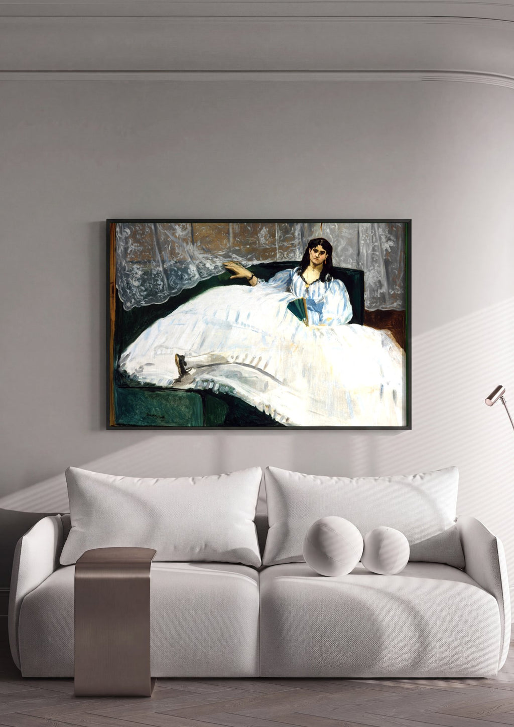 Quadro Decorativo A Mulher de Branco - Manet em ambiente decorado