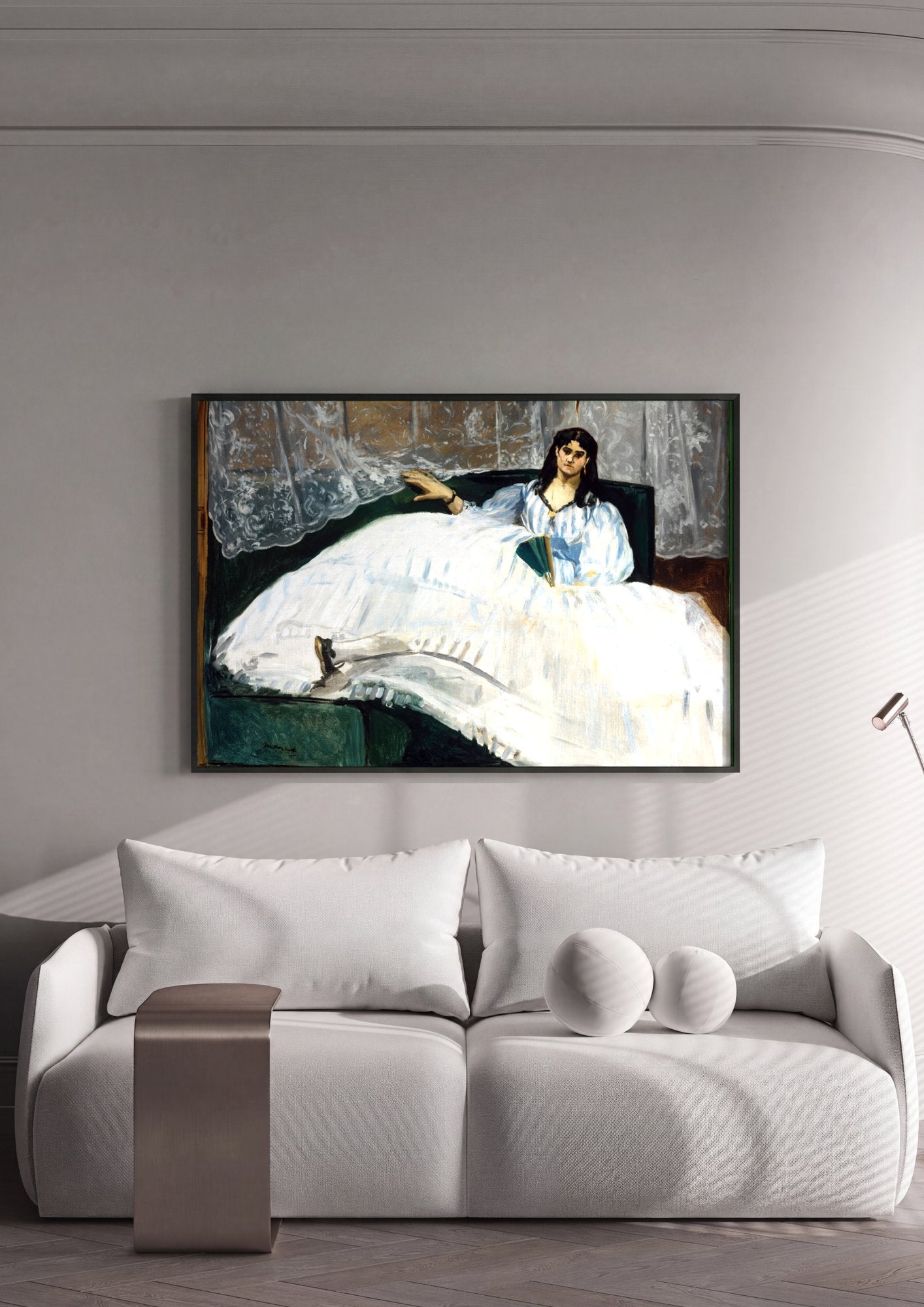Quadro Decorativo A Mulher de Branco - Manet em ambiente decorado