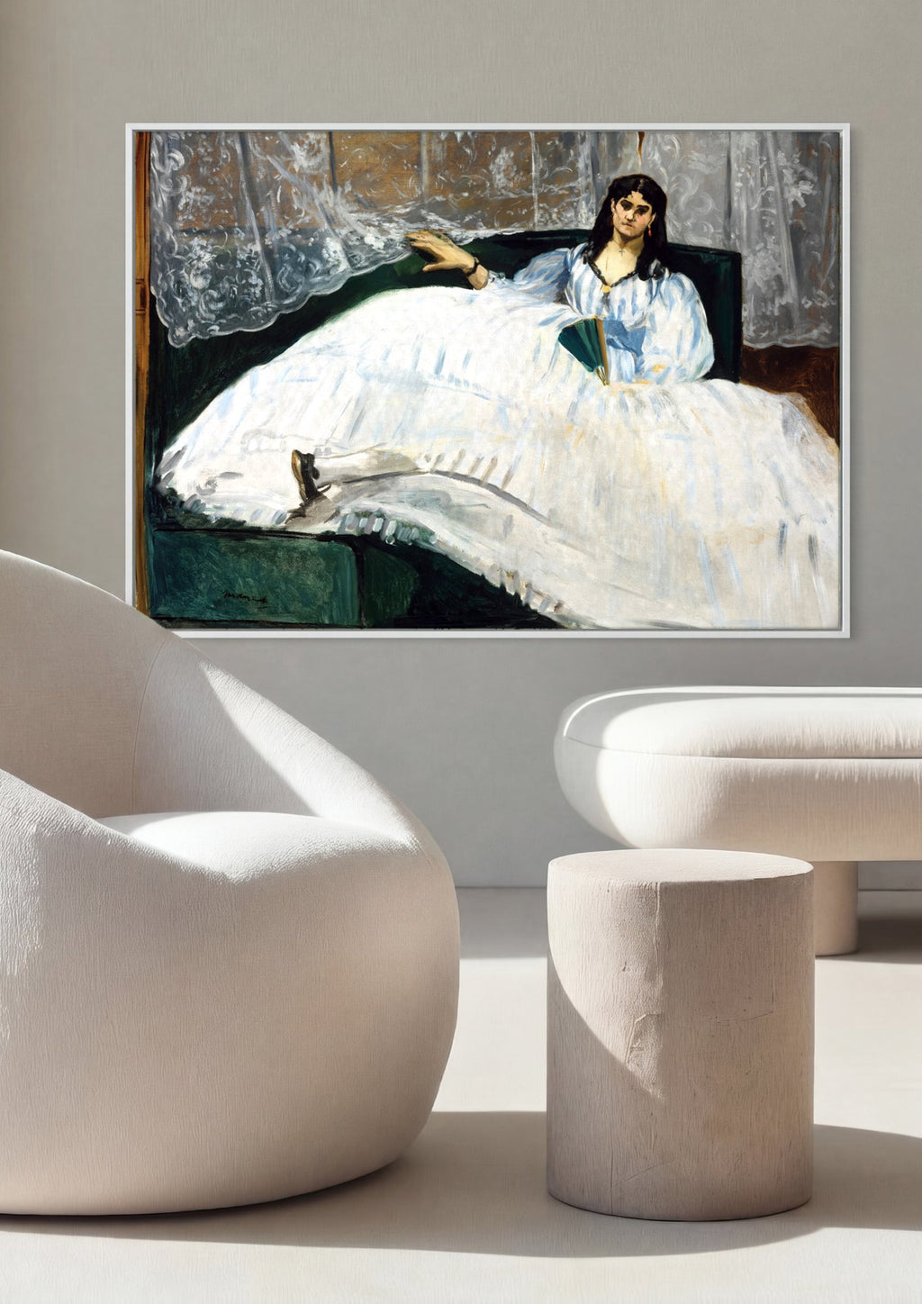 Quadro Decorativo A Mulher de Branco - Manet em ambiente decorado
