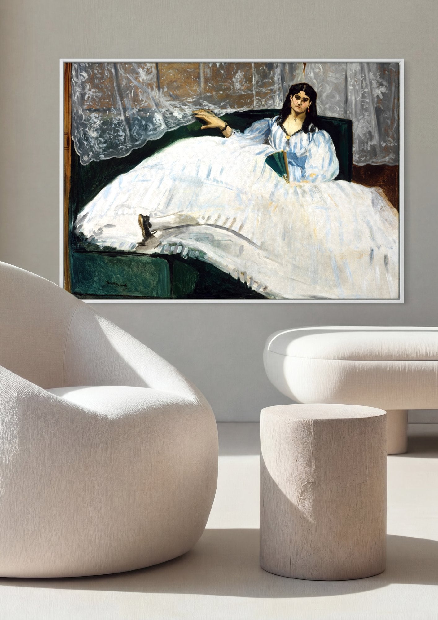 Quadro Decorativo A Mulher de Branco - Manet em ambiente decorado