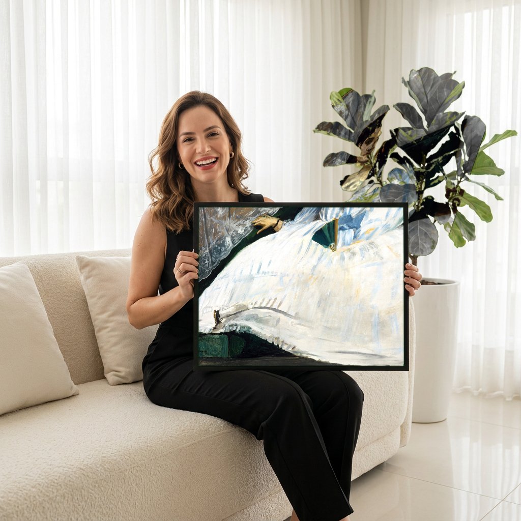Quadro Decorativo A Mulher de Branco - Manet com modelo em ambiente
