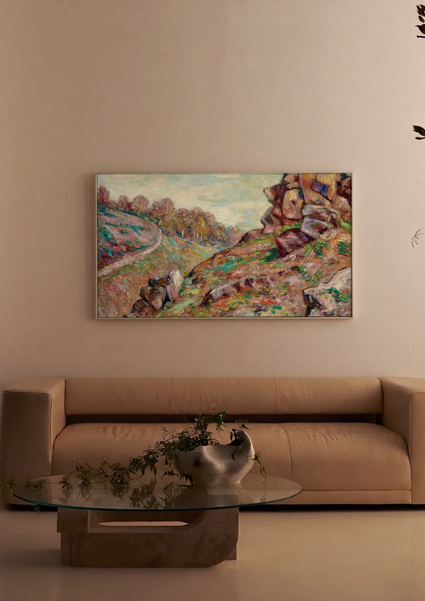 Quadro Decorativo Paisagem Rochosa - Armand Guillaumin em ambiente decorado