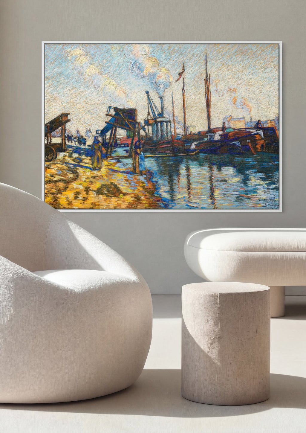 Quadro Decorativo Porto com Barcos - Armand Guillaumin em ambiente decorado