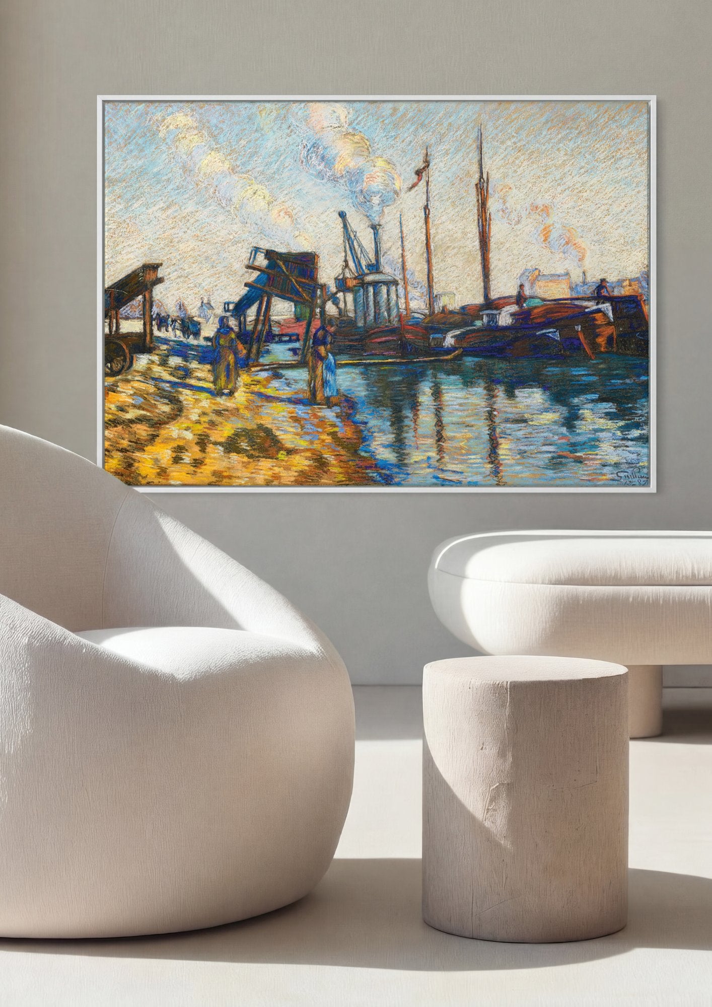 Quadro Decorativo Porto com Barcos - Armand Guillaumin em ambiente decorado