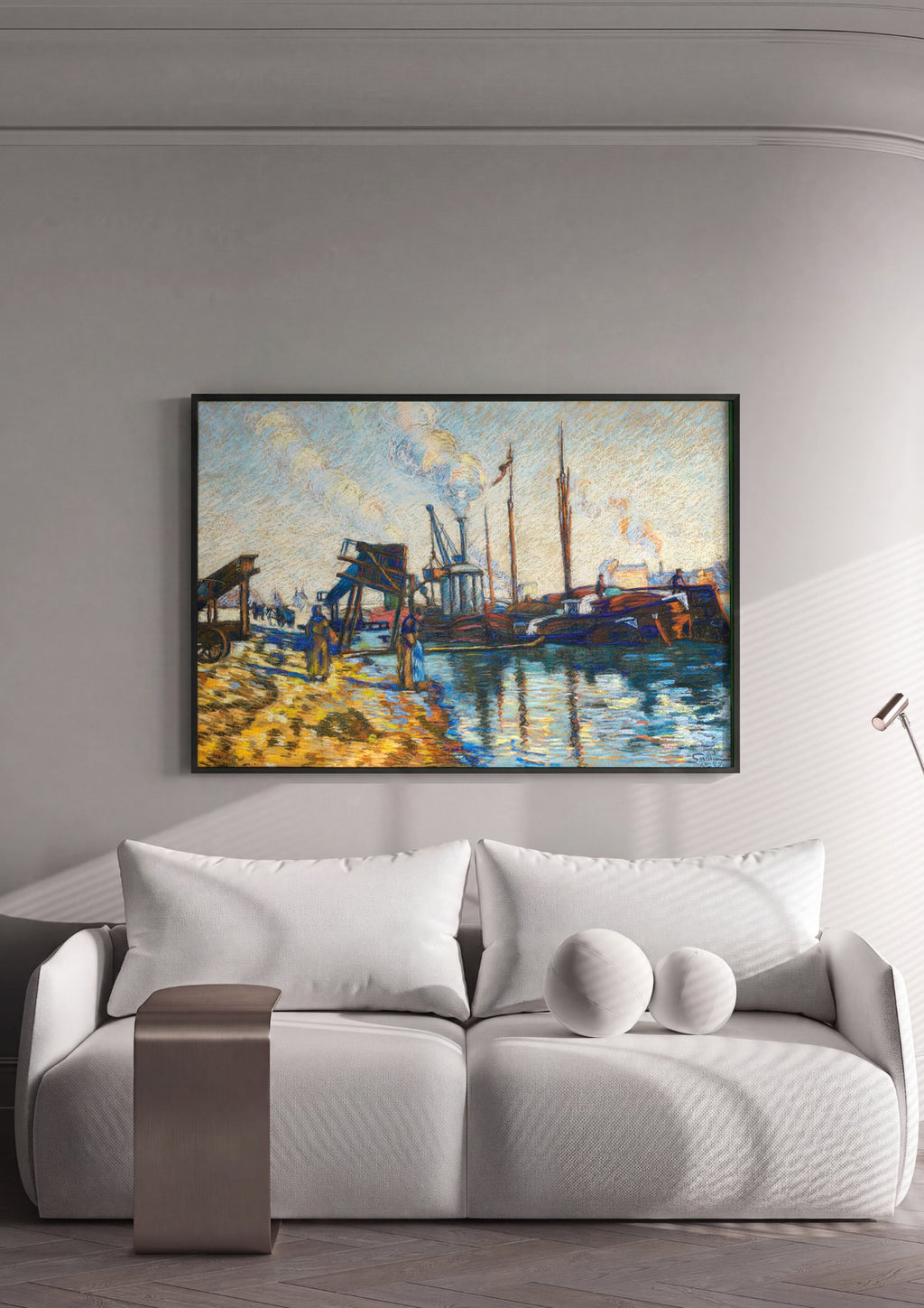 Quadro Decorativo Porto com Barcos - Armand Guillaumin em ambiente decorado