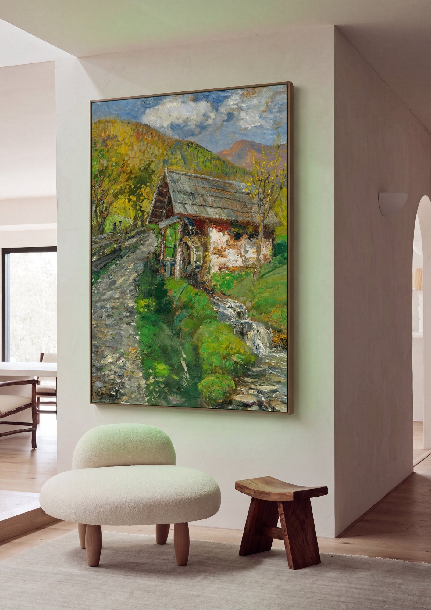 Quadro Decorativo Moinho na Montanha - Marie Egner em ambiente decorado