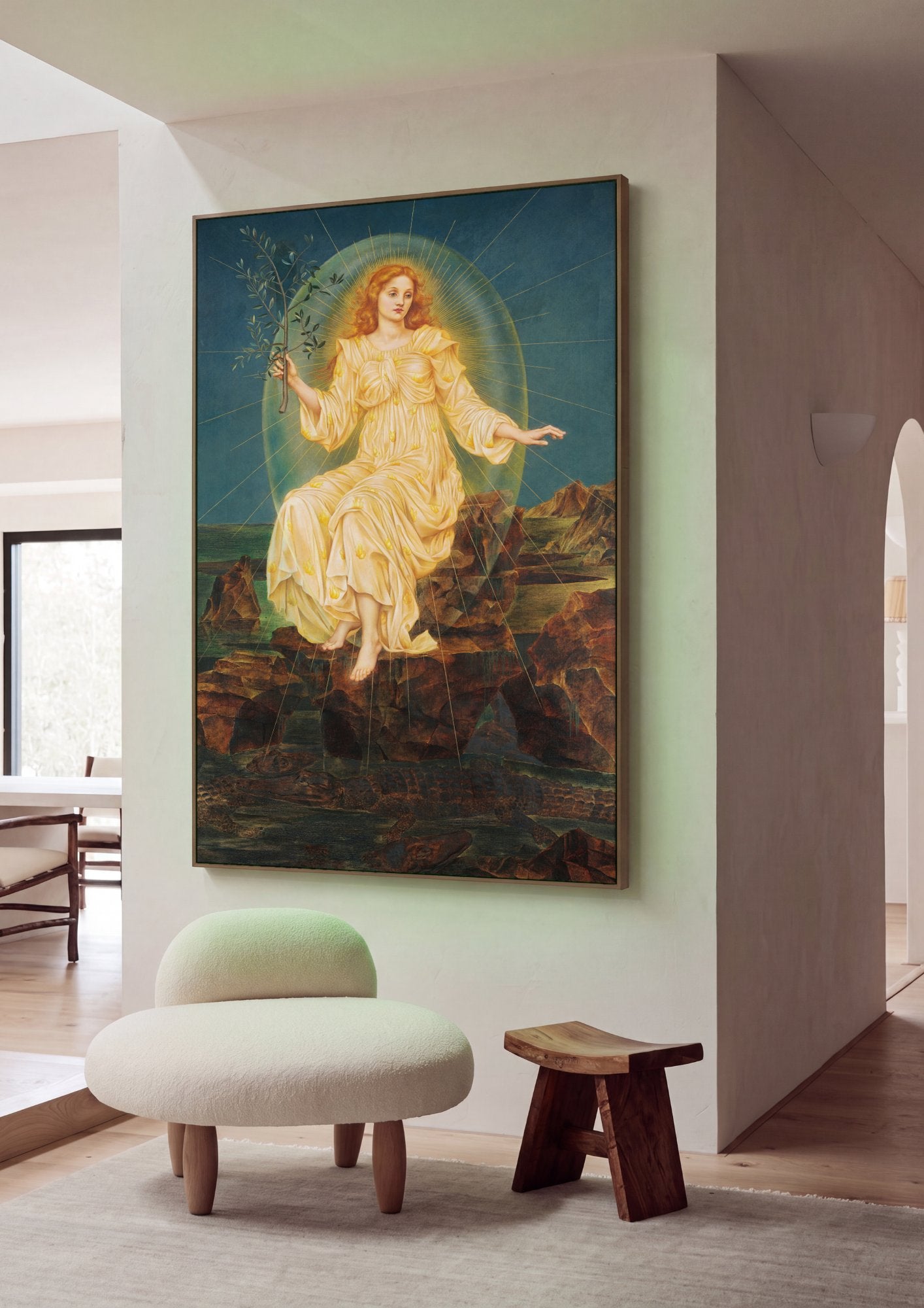 Quadro Decorativo A Filha do Rei do Mar - Evelyn De Morgan em ambiente decorado