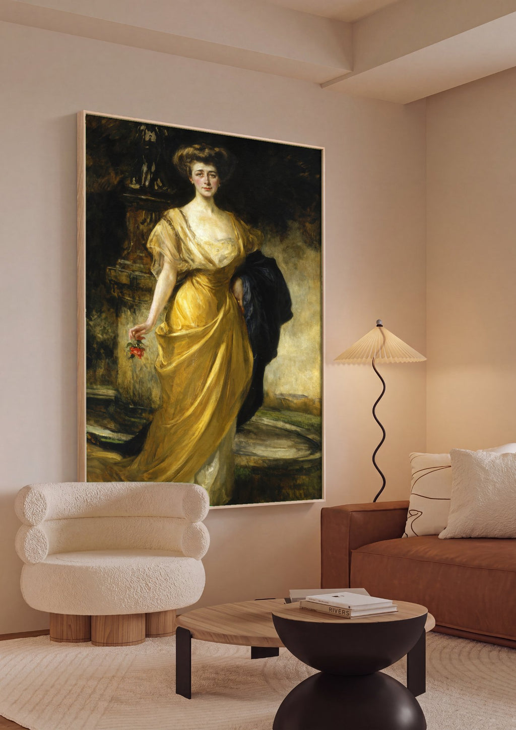 Quadro Decorativo A Dama do Vestido Amarelo - James Jebusa Shannon em ambiente decorado